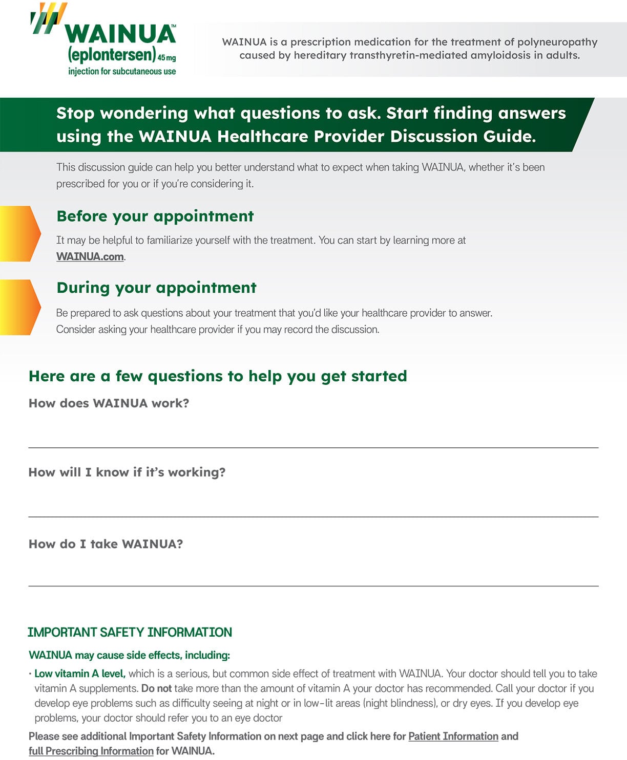 WAINUA Doctor Discussion Guide